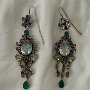 Nicky Butler Silver, Purple, and Green Earrings